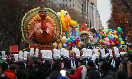 Performers prepare for the Macy's Thanksgiving Day Parade in New York.