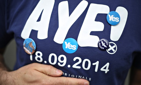 Radical Independence activist in an Aye T-shirt