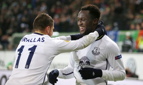 Romelu Lukaku celebrates with Kevin Mirallas after scoring the opener against the run of play.