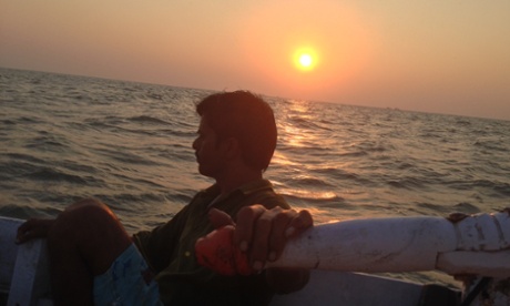 Fisherman Naresh Putra on his boat  - the Bhavna Putra 