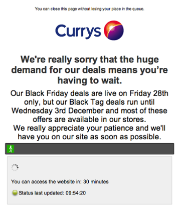 Currys website on Black Friday (10am)