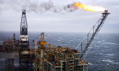 An oil rig in the North Sea.