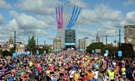 The Red Arrows fly over the Bupa Great North Run
