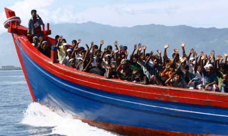 Ethnic Rohingya refugees from Burma who got stranded stranded on their way to Australia.