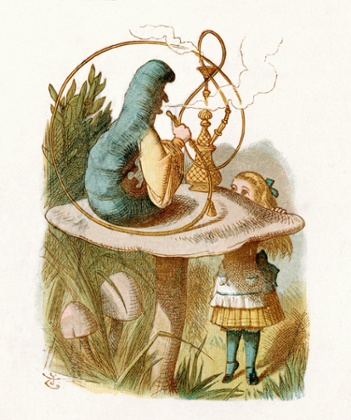 The Blue Caterpillar, from the Lewis Carroll Story Alice in Wonderland, Illustration by Sir John Tenniel 1871.