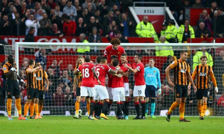Chris Smalling, for it was his shot which McGregor couldn't hold, is mobbed by team-mates