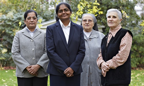 Sister Ancy Mathew with members of her order, the Congregation of Adoratrices.
