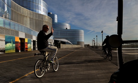 Atlantic City mayor Don Guardian passes the shuttered Revel Casino.