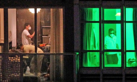 Police investigating the upmarket apartment Jutting, after the grim discovery of two women's bodies