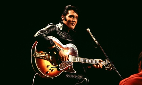 Elvis in the black leather suit from the 1968 TV special.