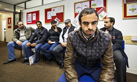 Mohammed, a stateless Kuwaiti Bidoon, meeting other men in the same situation in Harrow