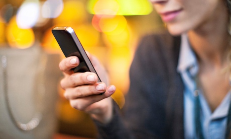 A woman using a smartphone