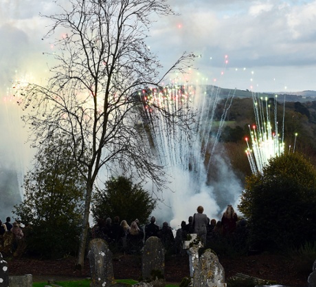 Fireworks at Lynda Bellingham's funeral
