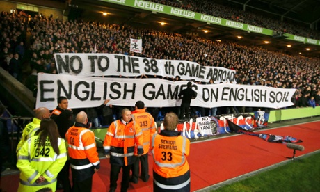 Fans at Selhurst Park display banners during Crystal Palace's Premier League game against Sunderland.