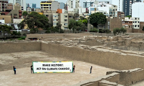 Oxfam banner in Lima, Peru