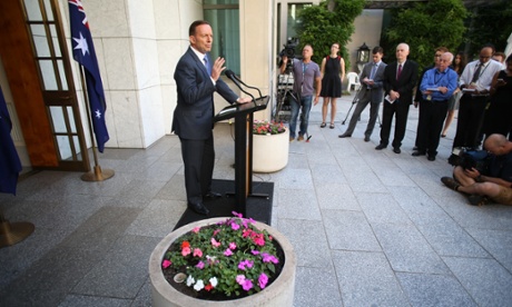 The Prime Minister Tony Abbott at a press conference in Parliament House in Canberra this morning Monday 1st December 2014.