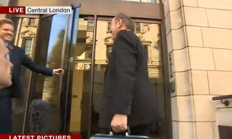 Norman Baker arriving at Lib Dem HQ