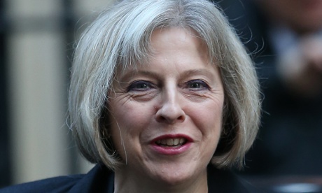 Theresa May in Downing Street this morning.