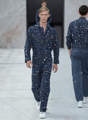 Louis Vuitton's silk and mirror-studded boilersuits at his spring 2015 show.