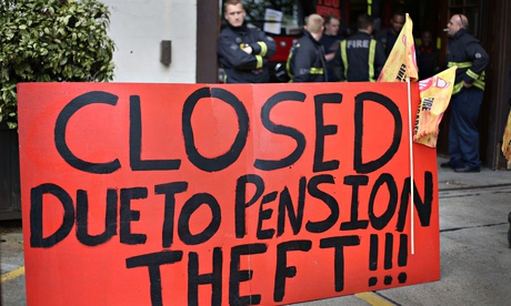Striking firefighters in Euston