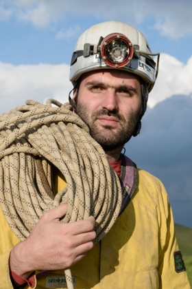 Francesco Sauro trains for his expeditions in Italy.