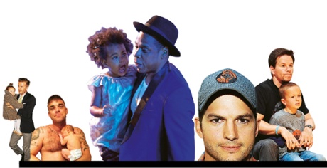David Beckham, Robbie Williams, Jay Z, Ashton Kutcher and Mark Wahlberg with their children 