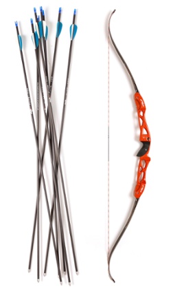 Rio Supercast Riser with Mybo Synergy Air Recurve Limbs Riser £129, limbs £99, arrows £4 each, merlinarchery.co.uk