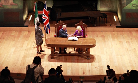 The Prince of Wales and the Duchess of Cornwall at the San Idelfonso Museum in Mexico City