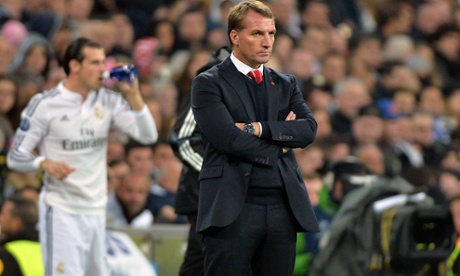Brendan Rodgers watches on during Liverpool's 1-0 loss at Real Madrid.