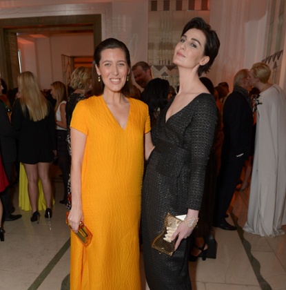 Emilia Wickstead and Erin O'Connor at the Harper's Bazaar Woman of the Year Awards yesterday