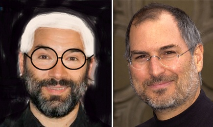 Steve Jobs (left) and Adam Buxton (right)