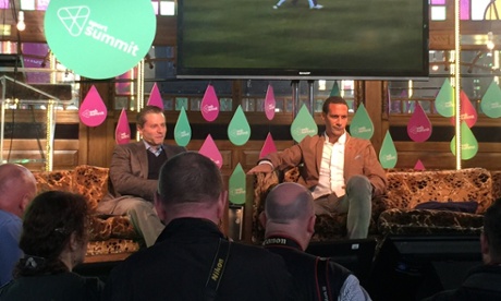 Rio Ferdinand on-stage at the Web Summit conference.