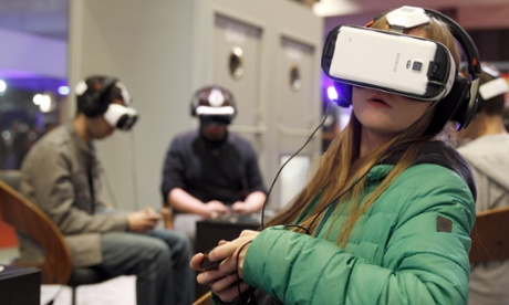 woman using a virtual reality device