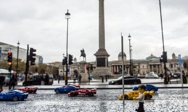 Rush hour: Lego cars take to the capital's streets.