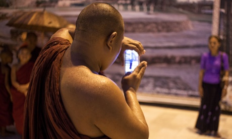 Monk mobile phone Burma