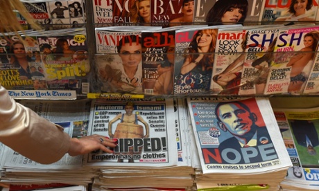  A person takes a copy of a New York Post at a newstand in Grand Central Station in New York after the midterms. Photograph: Timothy A Clary/AFP/Getty Images 