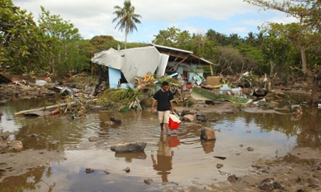 A flooded village in Samoa. 