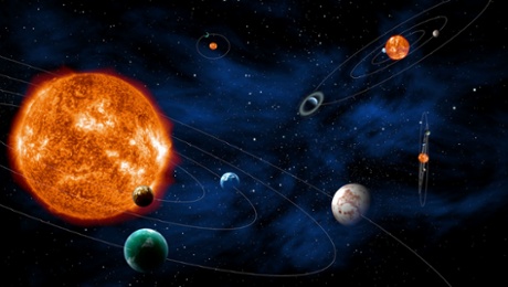 An artists impression of solar systems.