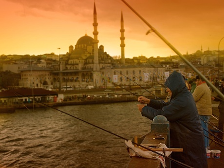 Fishermen on the Galata Bridge.
