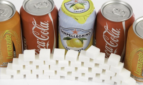 Five cans of soda contain 185.6g of sugar – the equivalent of 46 sugar cubes, according to their own labels.