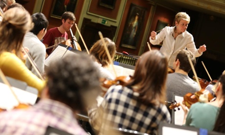 Marin Alsop rehearsing with Royal Academy students