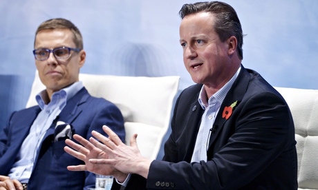 David Cameron speaks at the Northern Future Forum, with his Finnish counterpart, Alexander Stubb