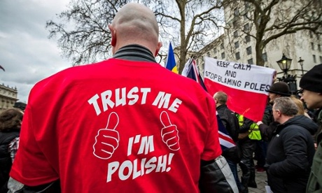 Demonstration against discrimination against Polish people.