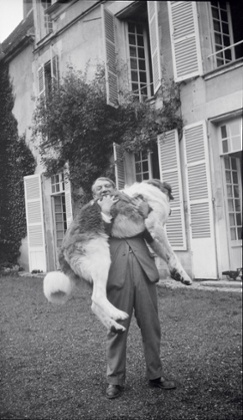 Picasso with one of his dogs in 1932.