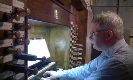 David Trendell playing the organ at Uzès Cathedral, southern France, in July.