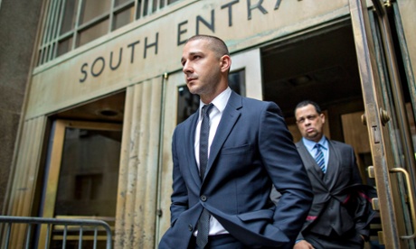 Actor Shia LaBeouf exits the Manhattan Criminal Courthouse  following an appearance in New York, November 25, 2014. REUTERS/Brendan McDermid (UNITED STATES - Tags: CRIME LAW ENTERTAINMENT):rel:d:bm:GF2EABP17LK01