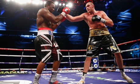 Tyson Fury, right, was in relentless form during the 10 rounds of his comfortable victory over Dereck Chisora.
