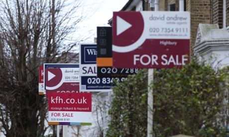 For Sale signs in Finsbury Park, North London.