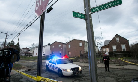 Columbus Police block the intersection near 6th Avenue and Cortland Avenue in Columbus, Ohio.