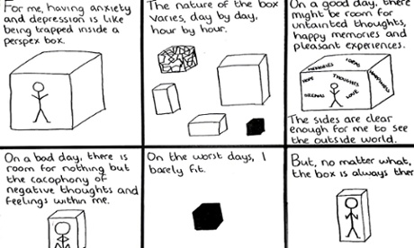 ‘Life in a box’ - ‘My very first doodle, trying to explain the huge impact mental illness can have on a person’s life, and its ever-present nature’